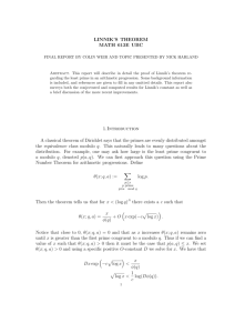 LINNIK`S THEOREM MATH 613E UBC 1.. Introduction A classical