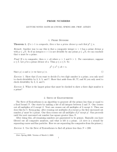 PRIME NUMBERS 1. Prime Divisors Theorem 1. If n > 1 is