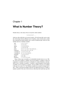 What Is Number Theory?