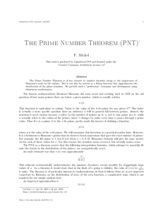 The Prime Number Theorem (PNT)∗