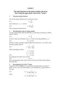 The plnp function & the prime number theorem