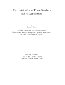 The Distribution of Prime Numbers and its Applications