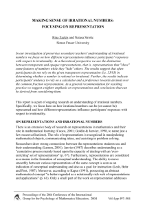 MAKING SENSE OF IRRATIONAL NUMBERS: FOCUSING ON