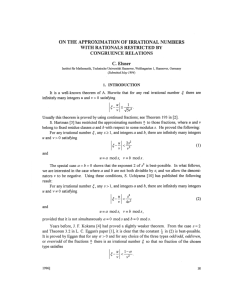 ON THE APPROXIMATION OF IRRATIONAL NUMBERS WITH