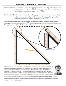 Section 4- -3 Rational & Irrational