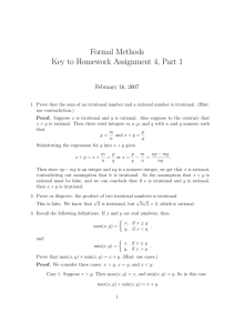 Formal Methods Key to Homework Assignment 4, Part 1