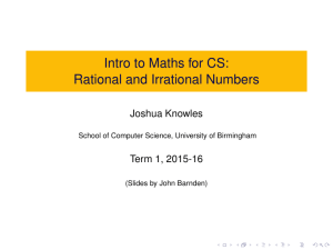 Rational and Irrational Numbers - Computer Science