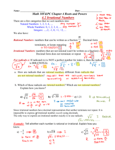 4.2 Irrational Numbers