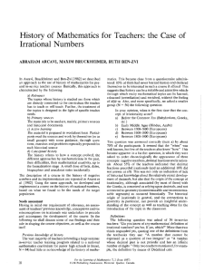 History of Mathematics for Teachers: the Case of Irrational Numbers