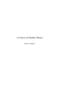 A Course on Number Theory - School of Mathematical Sciences