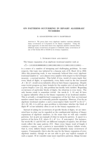 ON PATTERNS OCCURRING IN BINARY ALGEBRAIC NUMBERS