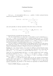 Continued fractions Yann BUGEAUD Let x0,x1,... be real numbers