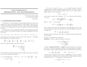 irrationality and transcendence 4. continued fractions.