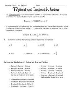 9-1-15 Rational and Irrational Numbers