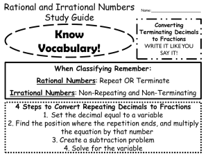 Rational and Irrational Numbers Study Guide