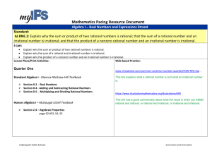 Mathematics Pacing Resource Document