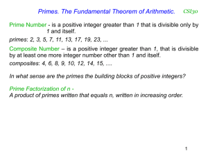 Primes. The Fundamental Theorem of Arithmetic.