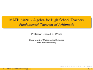 MATH 57091 - Algebra for High School Teachers Fundamental