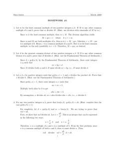 Solutions Math 4400 HOMEWORK #1 1. Let m be the least common