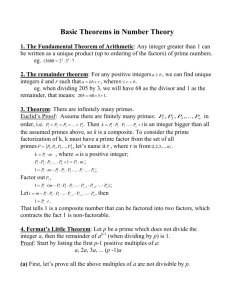 The Fundamental Theorem of Arithmetic: any integer greater than 1