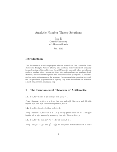 Analytic Number Theory Solutions