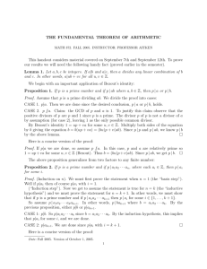 Fundamental Theorem of Arithmetic - California State University San