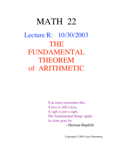 The Fundamental Theorem of Arithmetic