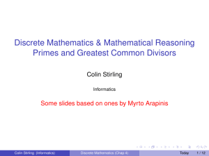 Discrete Mathematics & Mathematical Reasoning Primes and