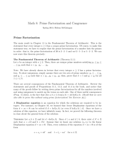 Math 8: Prime Factorization and Congruence