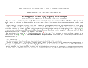 The History of the Primality of One—A Selection