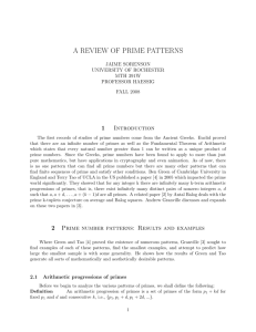 a review of prime patterns - University of Rochester Mathematics