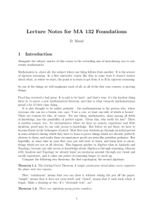 Lecture Notes for MA 132 Foundations