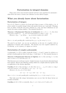 Factorisation in integral domains What you already know about