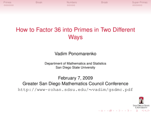 Primes - Rohan - San Diego State University