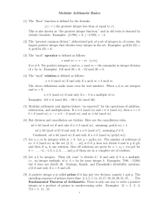 Modular Arithmetic Basics (1) The “floor” function is defined by the