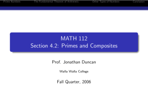 MATH 112 Section 4.2: Primes and Composites