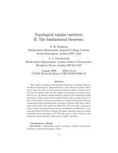 Topological regular variation: II. The fundamental theorems.