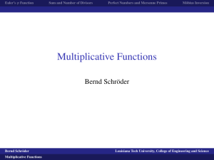 Multiplicative Functions - Louisiana Tech University