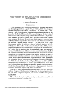 the theory of multiplicative arithmetic functions