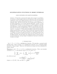 MULTIPLICATIVE FUNCTIONS IN SHORT INTERVALS 1