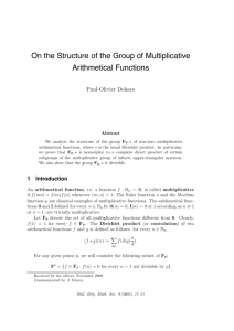 On the Structure of the Group of Multiplicative Arithmetical Functions