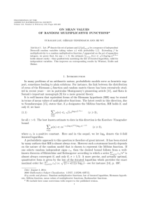 ON MEAN VALUES OF RANDOM MULTIPLICATIVE FUNCTIONS* 1