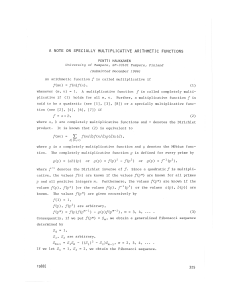 A NOTE ON SPECIALLY MULTIPLICATIVE ARITHMETIC FUNCTIONS