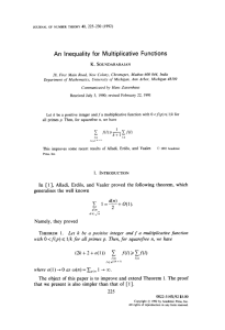 An Inequality for Multiplicative Functions - Deep Blue