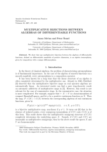 MULTIPLICATIVE BIJECTIONS BETWEEN ALGEBRAS OF