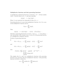 Multiplicative functions and their generating functions