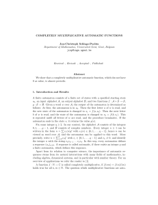 COMPLETELY MULTIPLICATIVE AUTOMATIC FUNCTIONS Jan