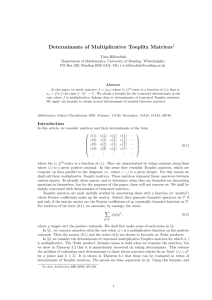 Determinants of multiplicative Toeplitz matrices