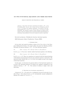 On two functional equations and their solutions