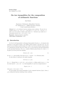 On two inequalities for the composition of arithmetic functions
